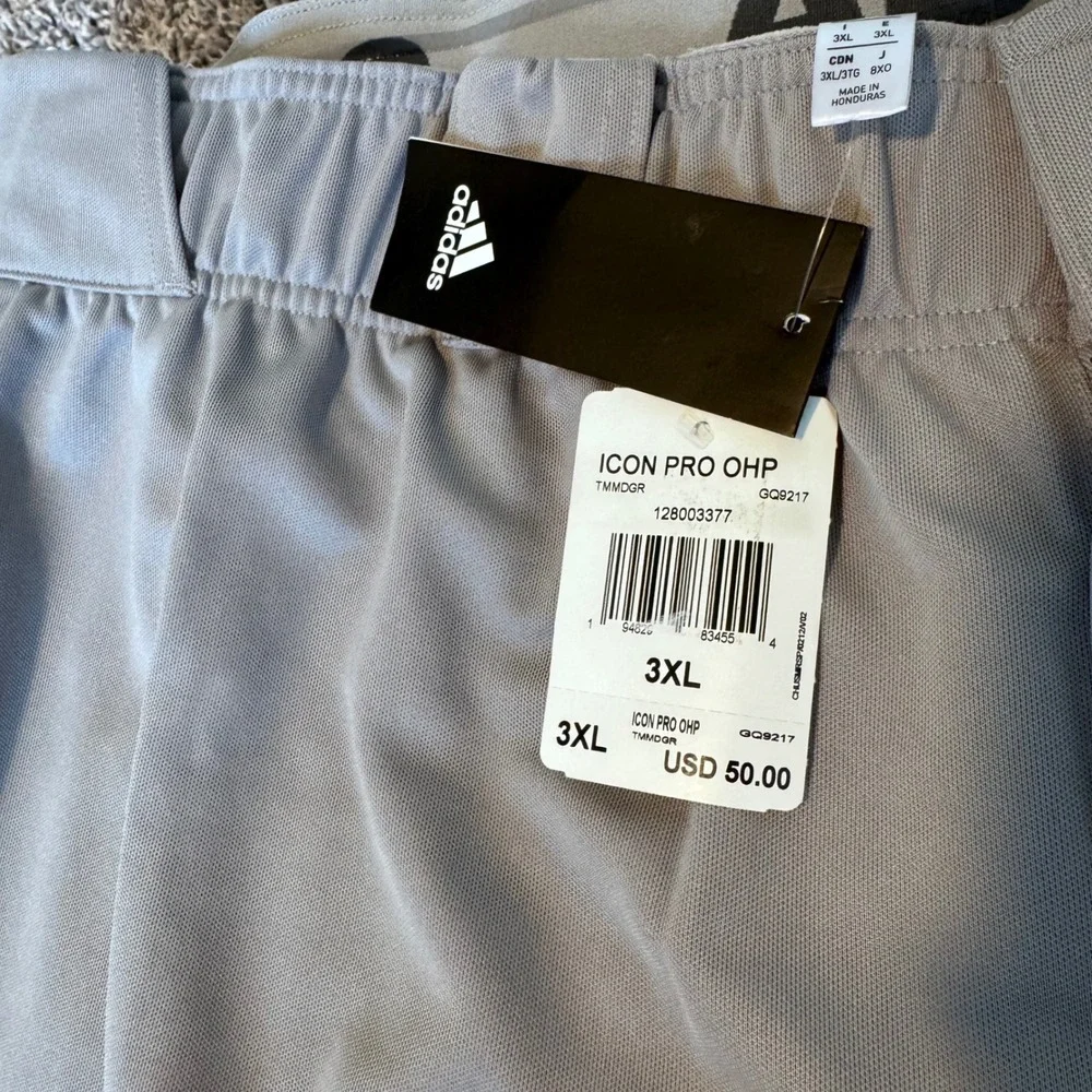 NWT $50 Adidas Icon Pro OHP Gray Baseball Pants Men's Size 3XL GQ9217